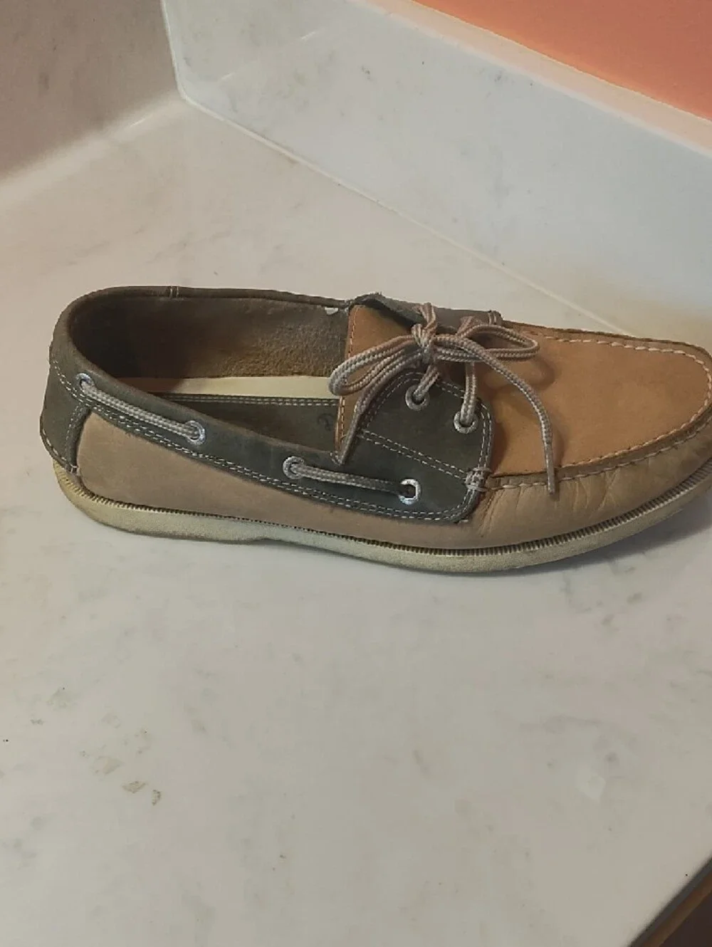 Men's Two-Tone Tan and Gray Boat Shoes
